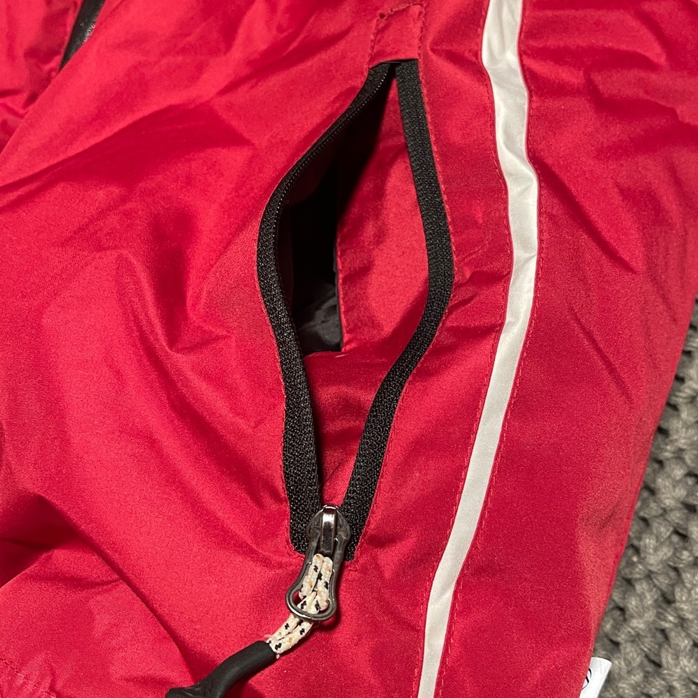 Red Puffer Jacket with double zipper revealing inner shell jacket - Picture 4 of 12